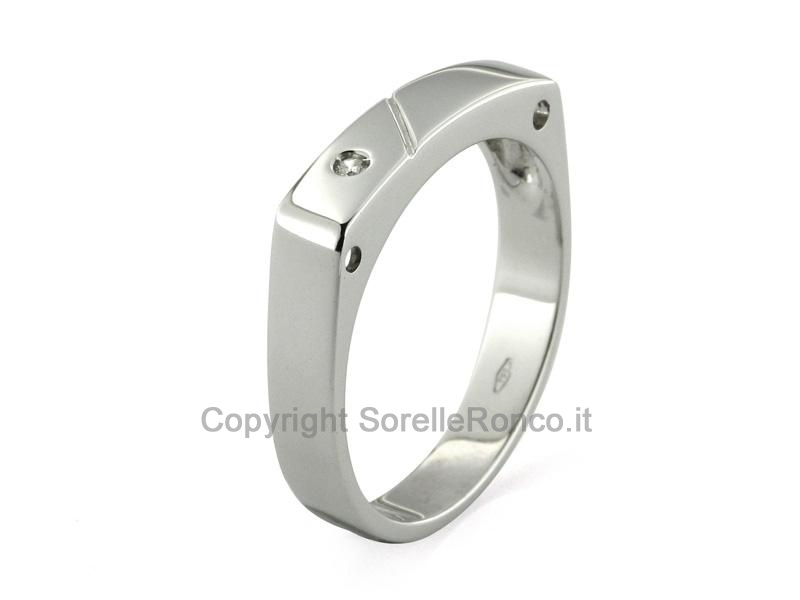 ANELLO UOMO ORO BIANCO CON DIAMANTE