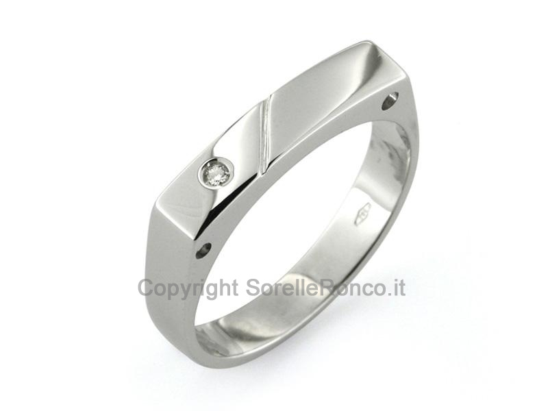ANELLO UOMO ORO BIANCO CON DIAMANTE