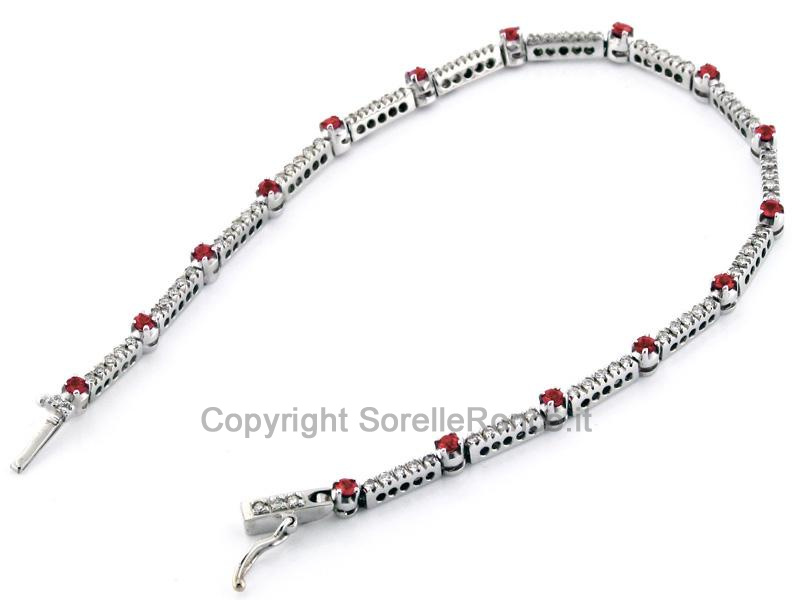 BRACCIALE TENNIS ORO DIAMANTI E RUBINI