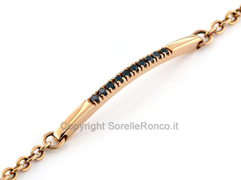 Bracciale Oro Rosè e Diamanti Neri