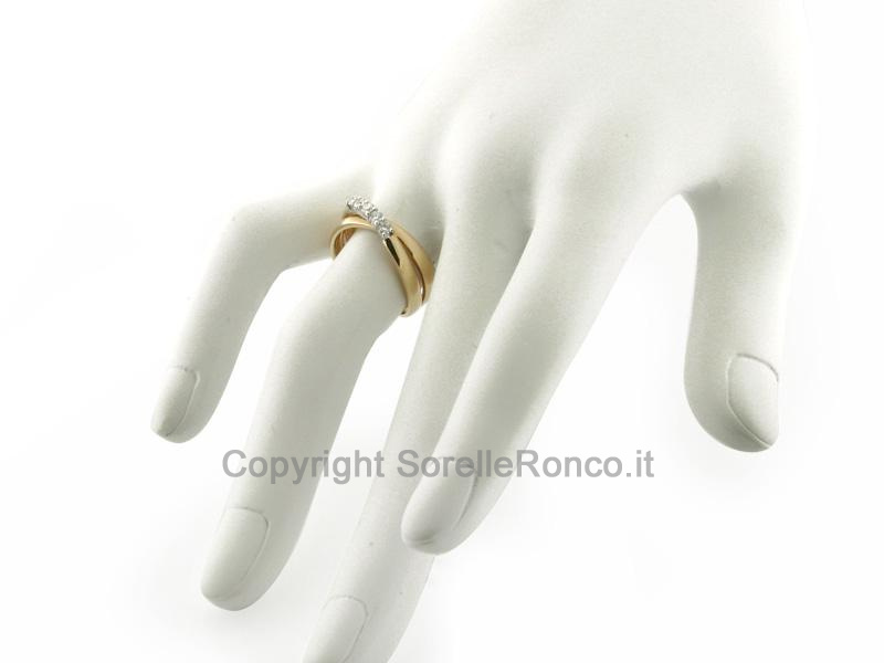 ANELLO DOPPIA FASCIA E DIAMANTI  0.24CT