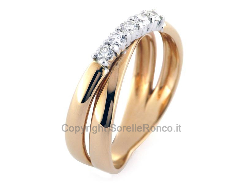 ANELLO DOPPIA FASCIA E DIAMANTI  0.24CT