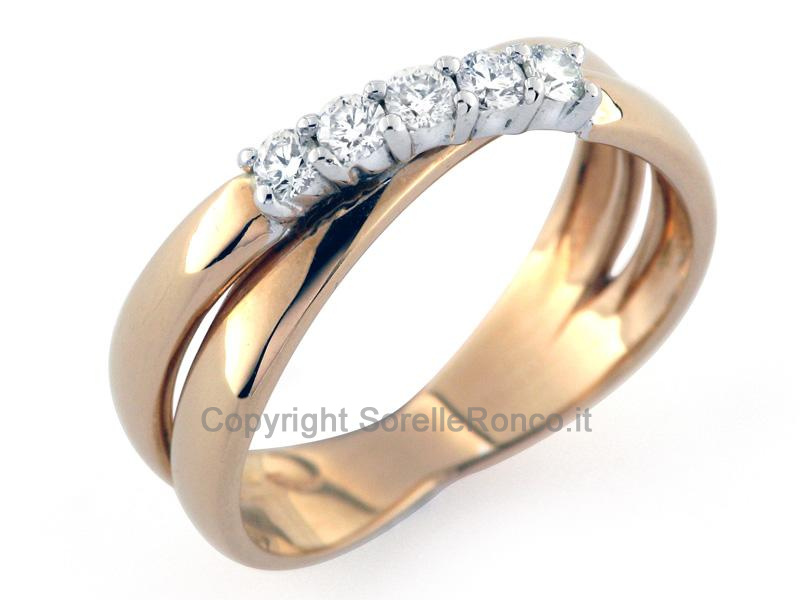 ANELLO DOPPIA FASCIA E DIAMANTI  0.24CT