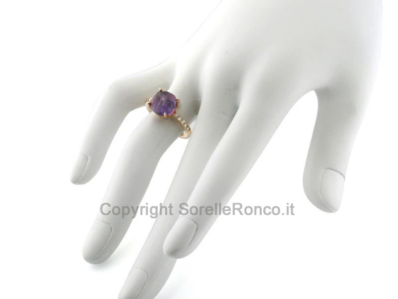 ANELLO ORO CON DIAMANTI E AMETISTA