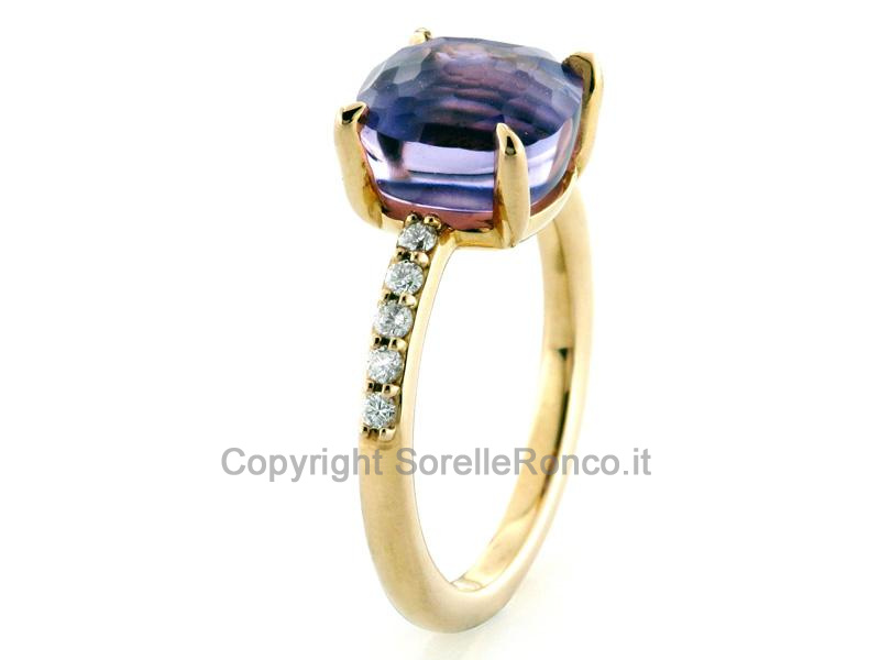 ANELLO ORO CON DIAMANTI E AMETISTA