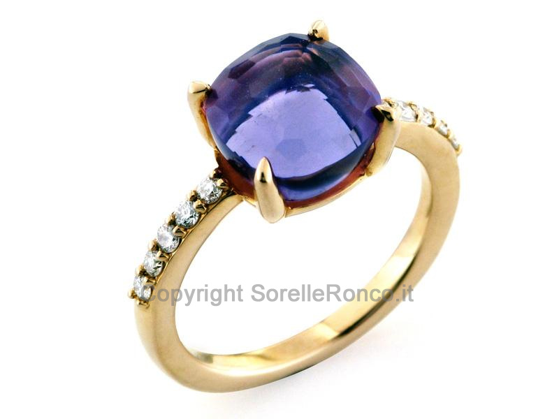 ANELLO ORO CON DIAMANTI E AMETISTA