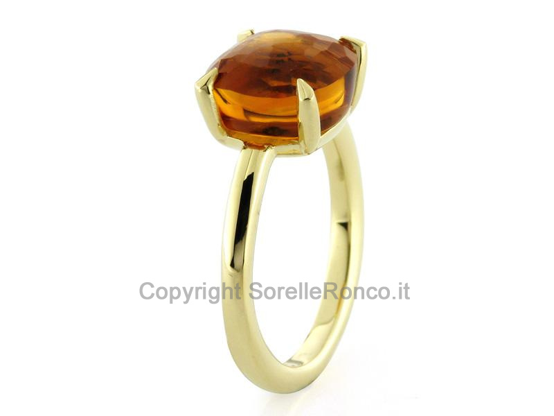 ANELLO ORO GIALLO CON QUARZO CITRINO