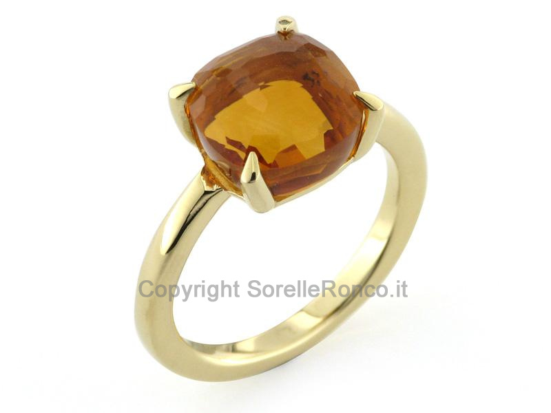 ANELLO ORO GIALLO CON QUARZO CITRINO