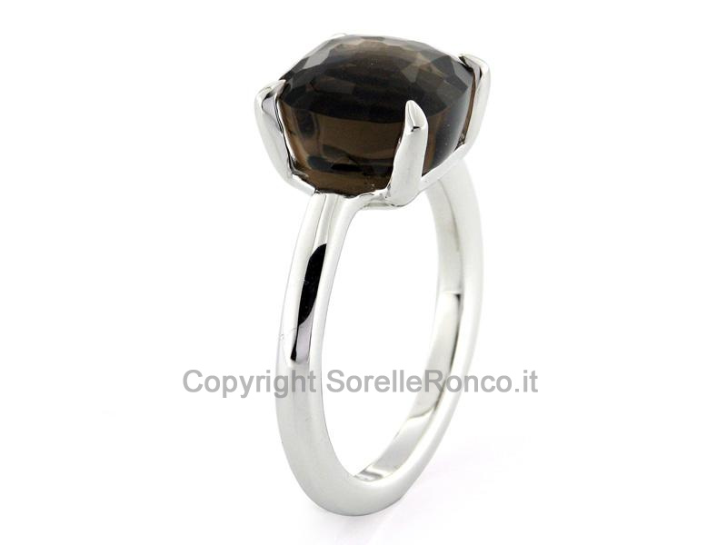 ANELLO IN ORO BIANCO CON QUARZO FUMÈ