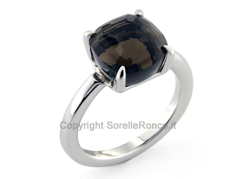 ANELLO IN ORO BIANCO CON QUARZO FUMÈ