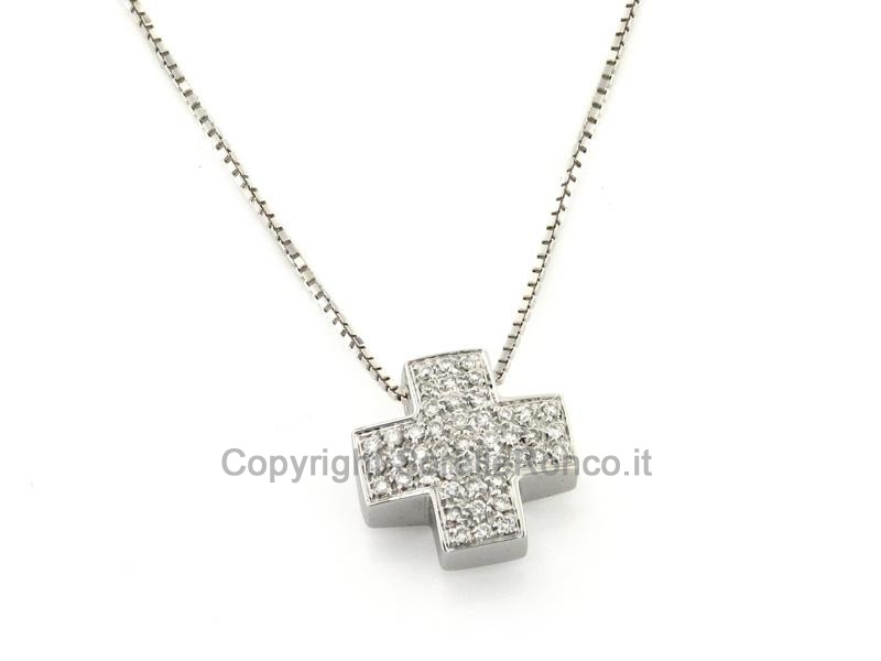 COLLANA CROCE DIAMANTI PAVÉ 0.25 CT