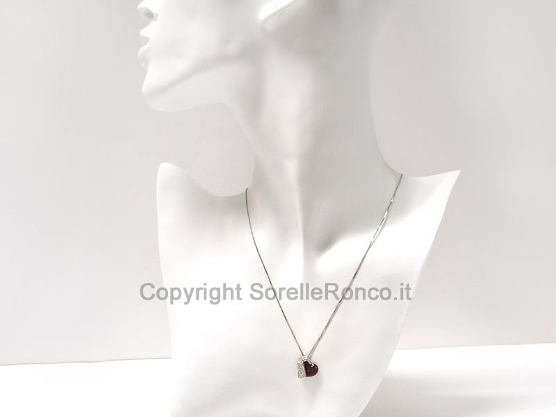 COLLANA CUORE CON RUBINI E DIAMANTI