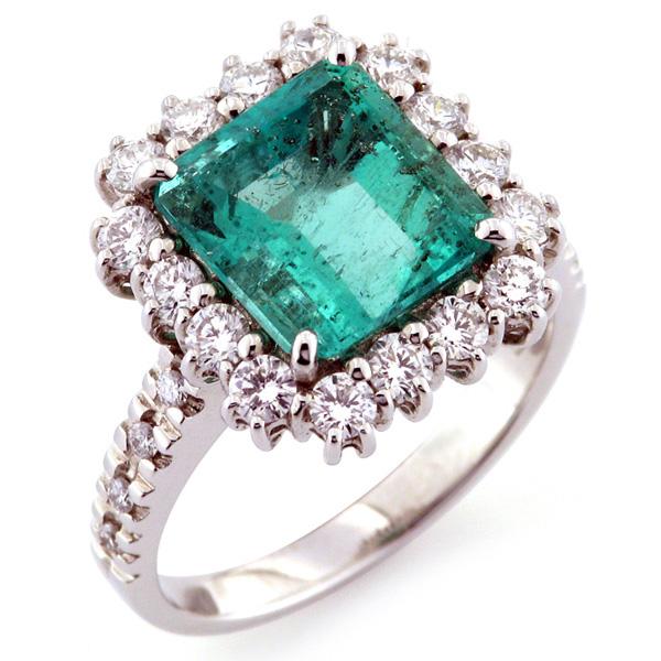 CF00650 - Anello Smeraldo Naturale con Diamanti