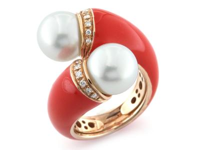 Anello Contrariè in Oro Smaltato Rosso