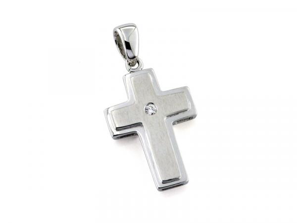 CF00678 - Croce in Oro Bianco con Diamante