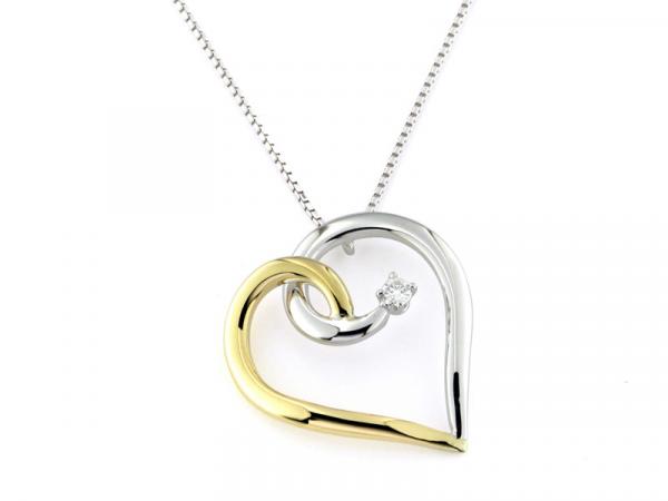 CF00679 - Girocollo Cuore Oro Bicolore e Diamante