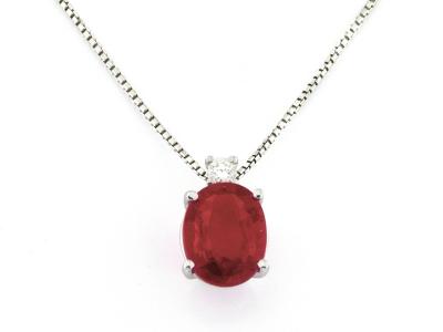 Collana Oro Diamante e Rubino 6x8mm
