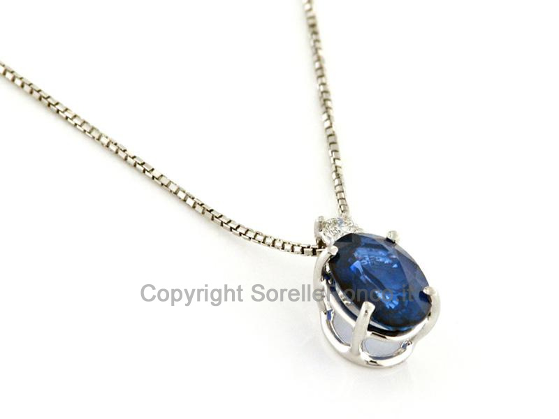 GIROCOLLO ORO BIANCO ZAFFIRO E DIAMANTE
