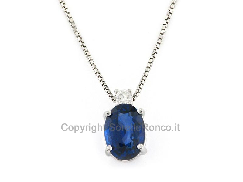 GIROCOLLO ORO BIANCO ZAFFIRO E DIAMANTE