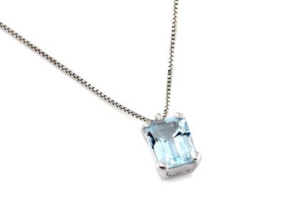 Collana con Acquamarina in Oro Bianco