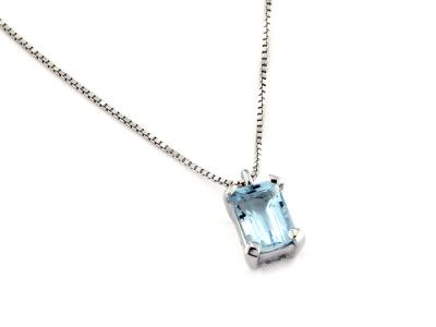 Collana Oro Bianco con Acquamarina 5x7mm