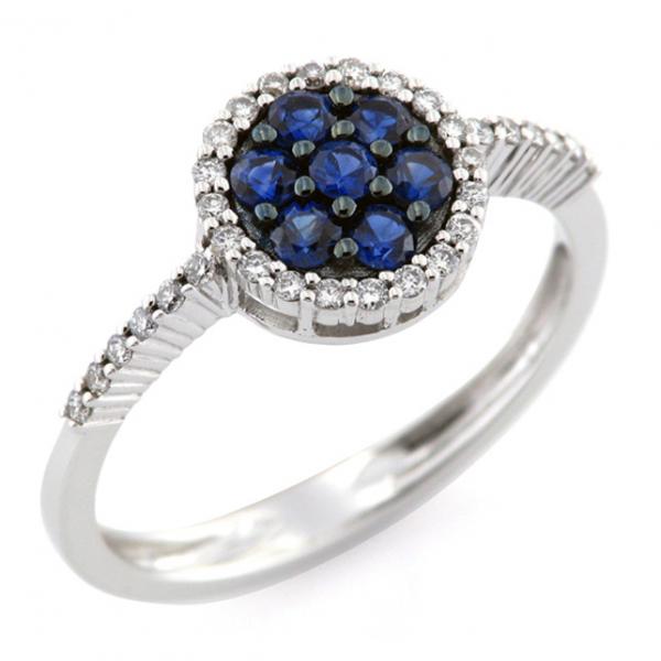 CF00703 - Anello in Oro con Zaffiri e Diamanti