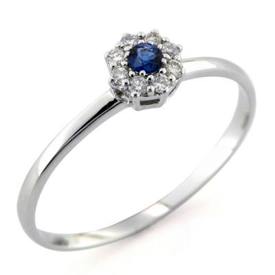 Anello Zaffiro Blu Centrale e Diamanti