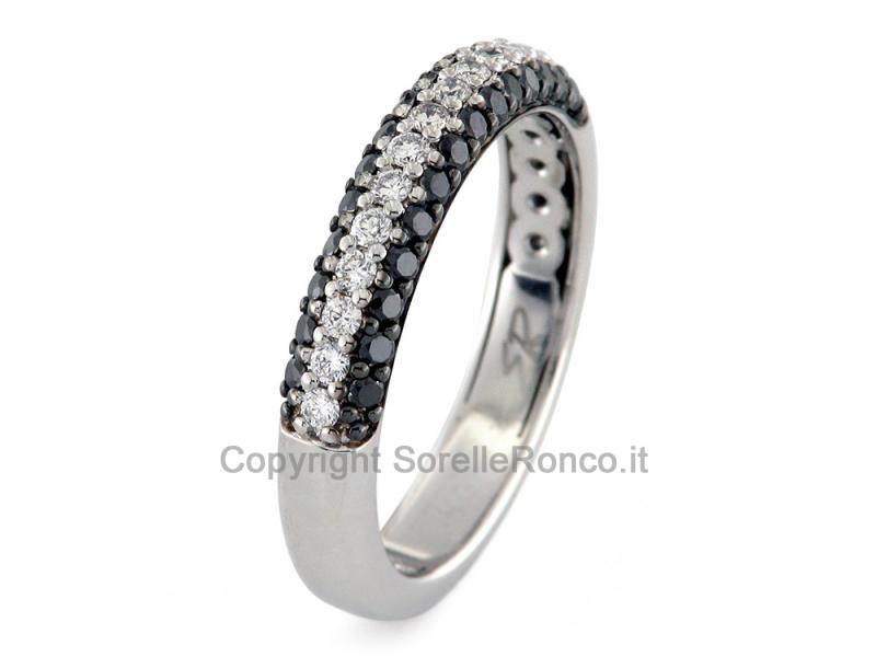 ANELLO RIVIERA DIAMANTI NERI E BIANCHI