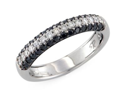 Anello Riviera Diamanti Neri e Bianchi