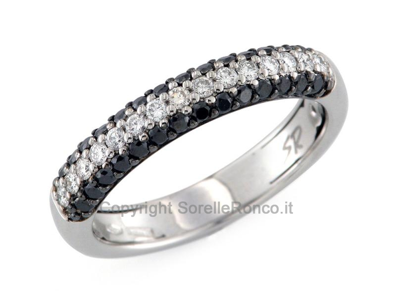 ANELLO RIVIERA DIAMANTI NERI E BIANCHI