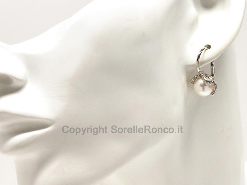 ORECCHINI ORO DIAMANTI E PERLE Ø 9-9.5MM