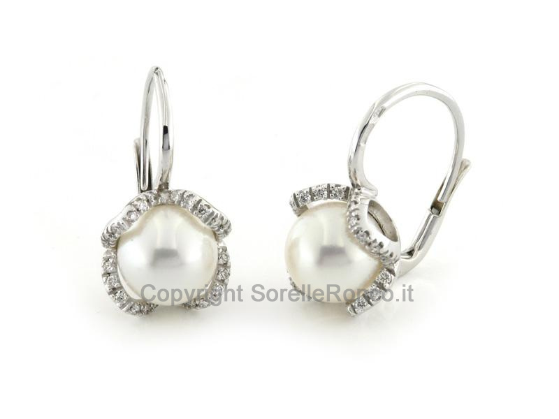 ORECCHINI ORO DIAMANTI E PERLE Ø 9-9.5MM