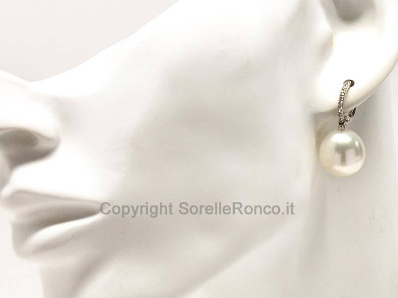 ORECCHINI DIAMANTI E PERLE Ø13-13.5MM