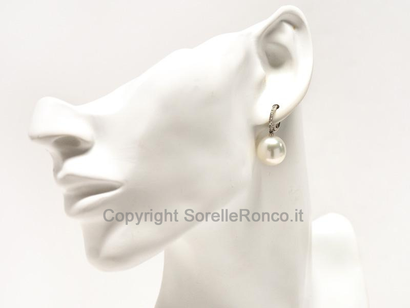 ORECCHINI DIAMANTI E PERLE Ø13-13.5MM