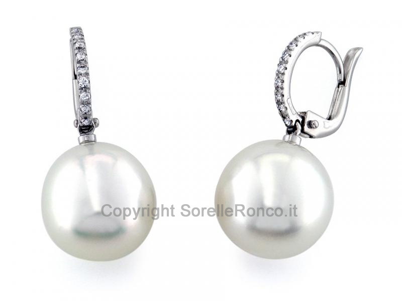 ORECCHINI DIAMANTI E PERLE Ø13-13.5MM
