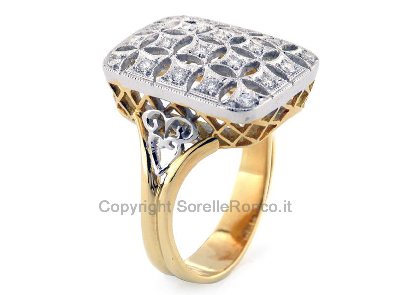 ART DECO ANELLO ORO DIAMANTI CT. 0.27