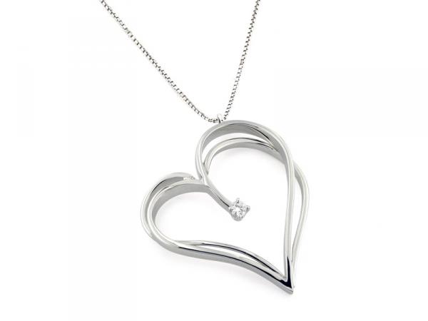 CF00752 - Girocollo Cuore Doppio in Oro e Diamante