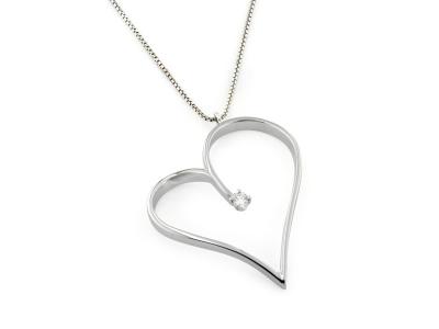 Girocollo Cuore in Oro Bianco e Diamante