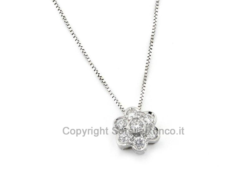 COLLANA IN ORO FIORE DI DIAMANTI CT 0.34