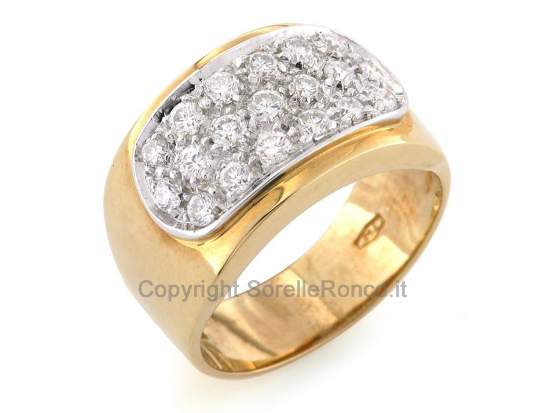 Anello fascione oro e diamanti