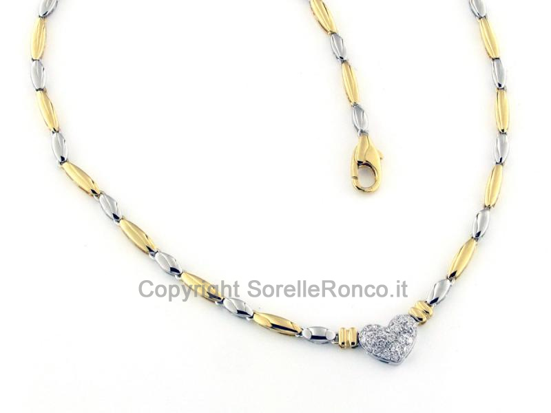COLLIER CUORE IN ORO E DIAMANTI CT 0.38