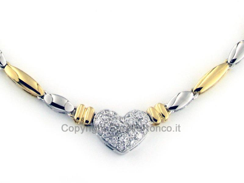 COLLIER CUORE IN ORO E DIAMANTI CT 0.38