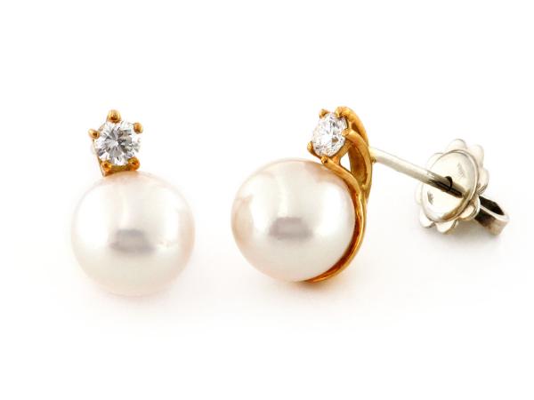 CF00824 - Orecchini Oro Diamanti e Perle ø 9mm