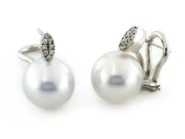 CF00825 - Orecchini Diamanti e Perle ø 10-10,5mm 