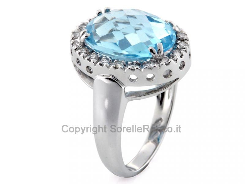 ANELLO IN ORO BIANCO CON TOPAZIO AZZURRO