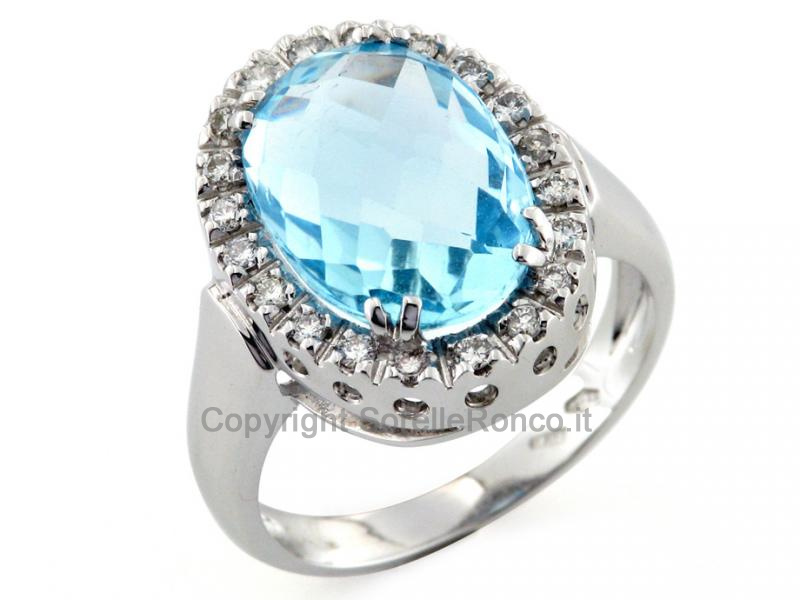 ANELLO IN ORO BIANCO CON TOPAZIO AZZURRO