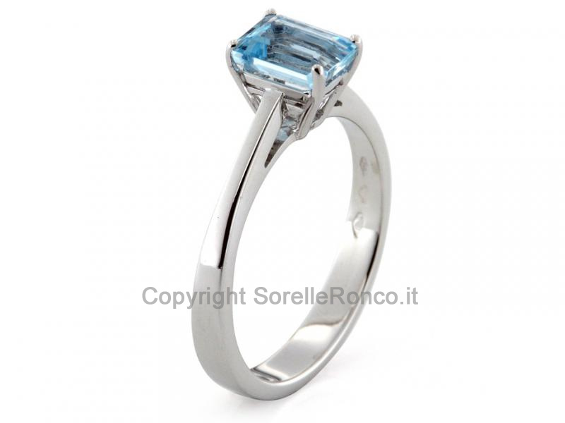 ANELLO ACQUAMARINA IN ORO BIANCO