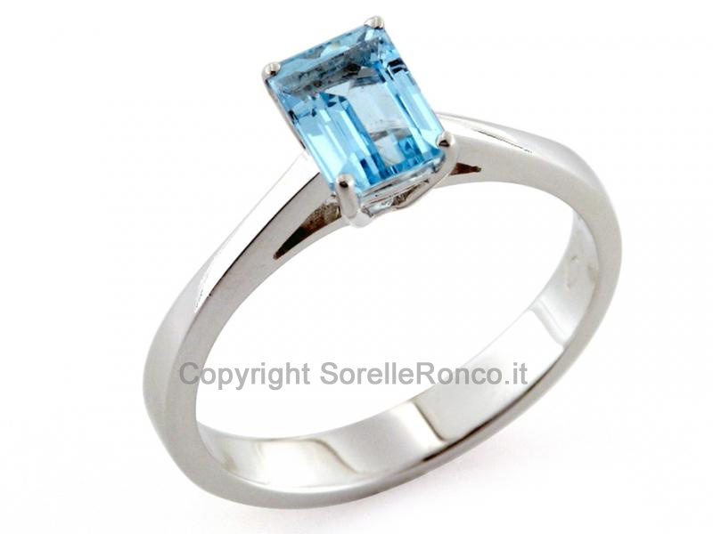 ANELLO ACQUAMARINA IN ORO BIANCO