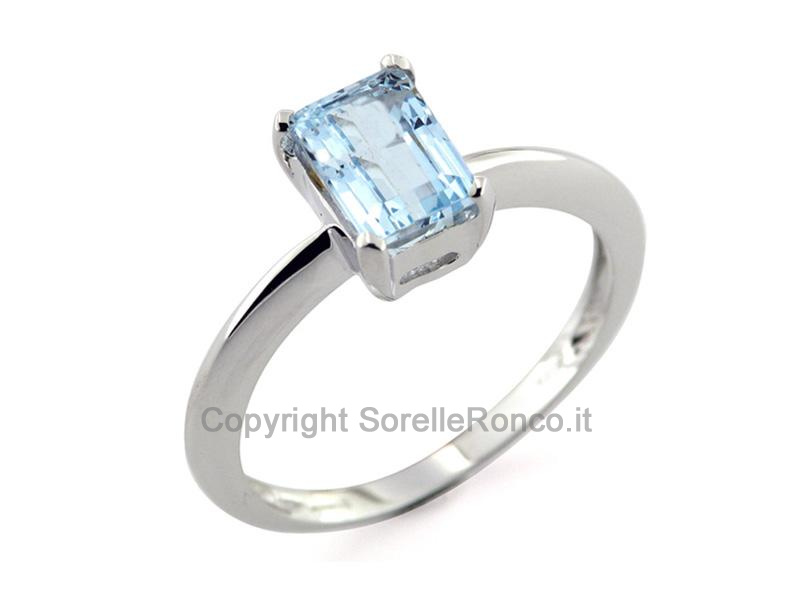 Anello Oro Bianco 18Kt e Pura Acquamarina