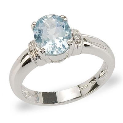 Anello Diamanti e Acquamarina 2.20 Ct